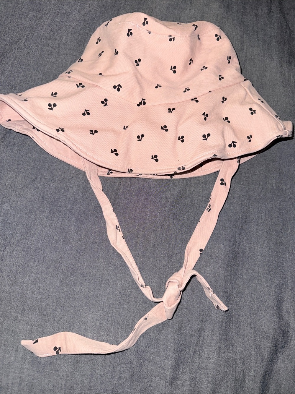 Amazon Pink Cherry-Print Sun Hat with Ties